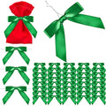 WILLBOND 100 Pcs Green Bows Twist Tie Satin Treat Bags,5/8 Inch,Green - color: Green