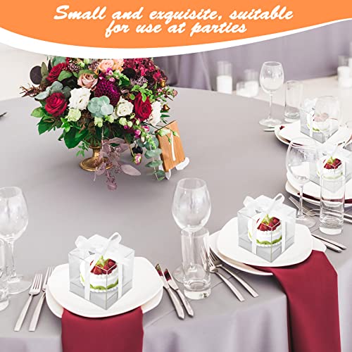 12 PCS Clear Cupcake Boxes 3.5 Inch Cupcake Containers (Silver) - color: Silver