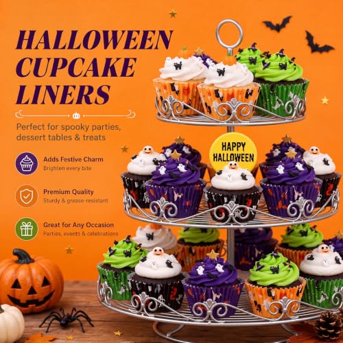 Fullhawl 600 Pcs Halloween Cupcake Liners, 12 Designs Disposable,Large - size: Large