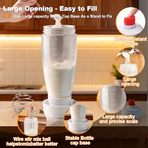 Pancake Batter Dispenser Bottle Kit (White) - color: White
