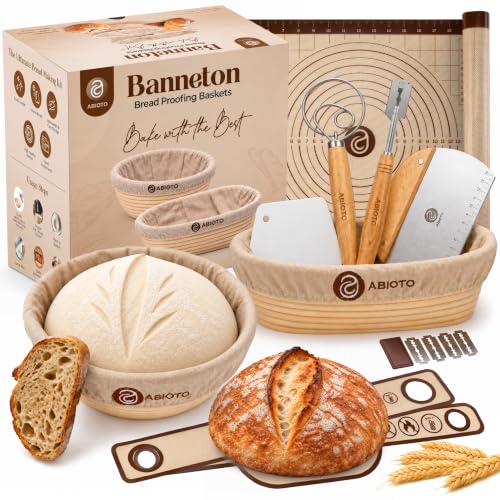 ABIOTO Banneton Baskets with Sourdough Bread Baking Supplies - 17-Piece Kit - size: 17-Piece Kit