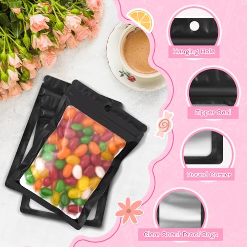 FUNFERY 100 Pack Mylar Resealable Bags, Black Foil Packaging Bags - color: Black, size: 4 x 6 inch