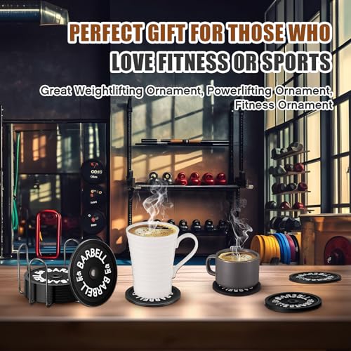 Blushtier 8 Pcs Barbell Plate Coasters with Rack, Silicone,Black - color: Black