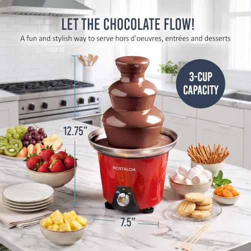 Nostalgia 24-Ounce Chocolate Fondue Fountain - color: Red, size: 3 Tier