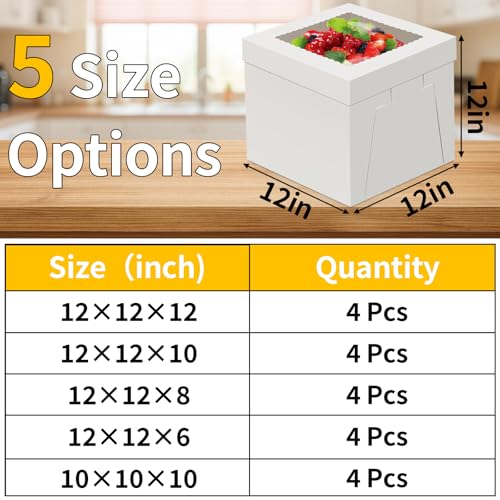WINKIO Cake Boxes 12 inch, Cake Carrier Holder, Storage Transport Container - size: 12×12×12
