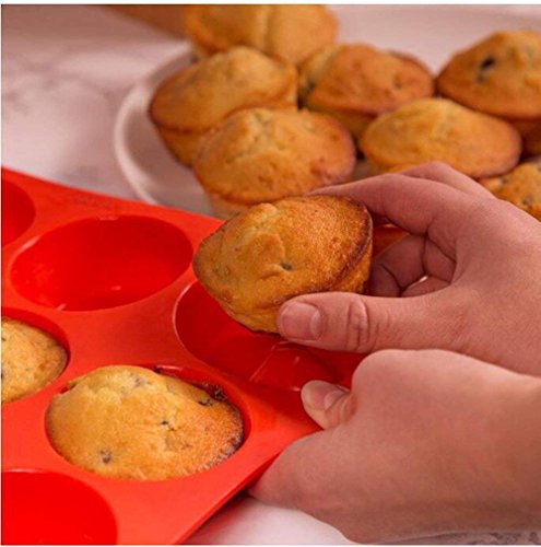 Silicone Mini Muffin Pan, Qtopun 4 Pack 24 Cups Silicone Mold Cups Baking Pan, Silicone Muffin Tins Baking Moulds-Multi Color - color: Green