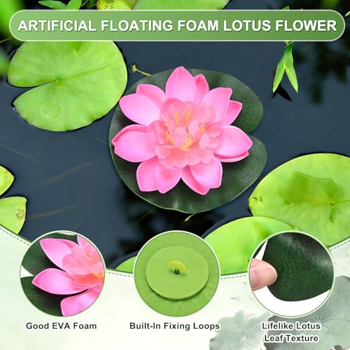 M METERXITY 1-Set Artificial Floating Lotus Flower 4 Inch, Light Pink - color: Light Pink, size: 3.9 Inch