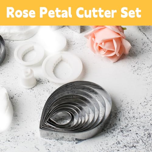 7pcs Rose Petal Cutter Set Gum Paste Fondant Cake Cutters Decorating Tools