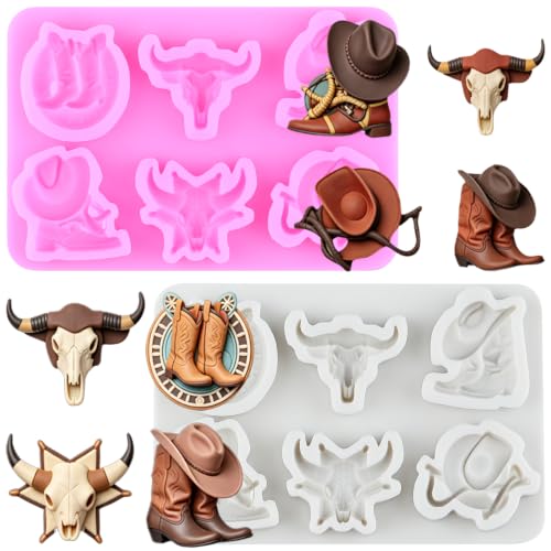 Horseshoe Fondant Mold Cowboy Boot Hat Silicone Molds Set Of 2 - color: Style L
