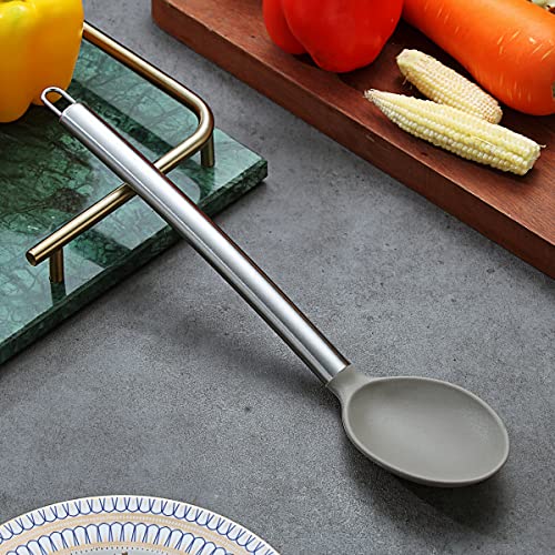 Berglander Cooking Spoon, Non-stick Silicone Solid Serving, Basting Spoon For Cooking, Kitchen Dishwasher Safe, Easy to Clean - style: c. Solid Spoon
