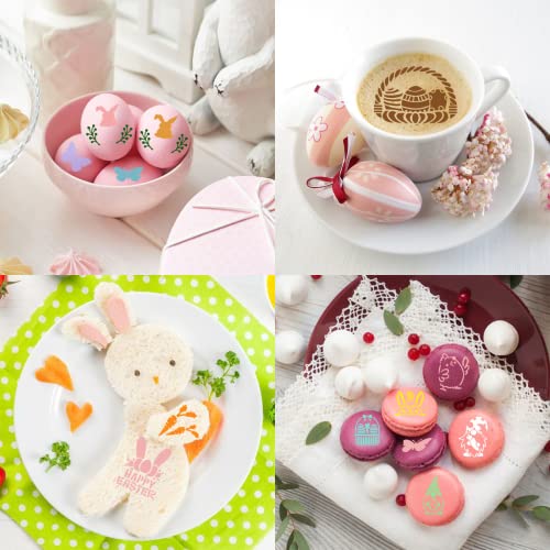 Easter Cookie Stencils 36 Reusable Egg Bunny Coffee Dessert Decor Templates - style: Easter Style