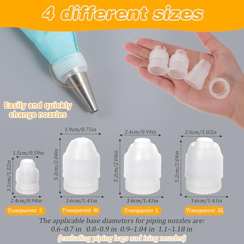 10 Pack 4 Sizes Couplers for Piping Bags, Cake Decorating Coupler Plastic