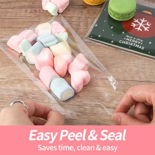 Docvania Clear Resealable Cellophane Bags 4 X 6 Inch Self Sealing Cellophane Bags, 50Pcs Cookie Bag with Seal Packaging Treat Bag for Wrapping Bread, Soaps, Candies and Party Favors - size: 4x6 Inch (Pack of 50)