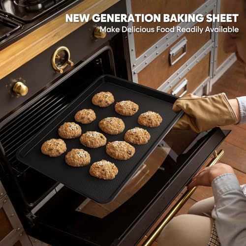 2 Pack Half Sheet Pan 17.3” x 13.1”, Cookie Sheets for Baking 0.8mm Thick Non Stick Baking Sheets for Oven Heavy Duty Baking Trays - size: 17.3 ×13.1 ×1 inch