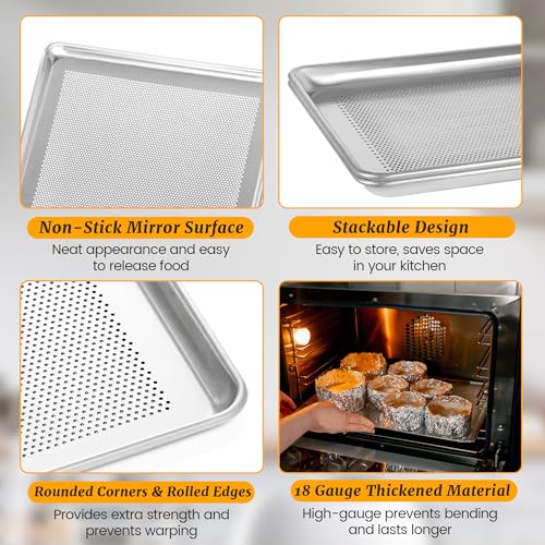 12 Pack Half Size Aluminum Baking Sheet Pan, 18 x 13 in - size: 12-pack Perforated Half Size (18"x13")