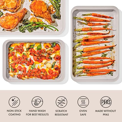 OXO Good Grips Non-Stick Pro Ceramic Coated Metal Bakeware 3-Piece Set - color: Tan, size: 3-Piece Set