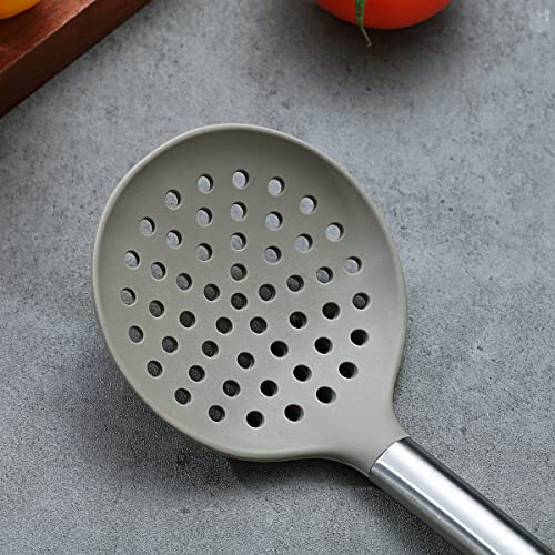Berglander Skimmer, Non-stick Silicone Strainer, Kitchen Cooking Skimmers For Non-Stick Cookware, Dishwasher Safe, Easy to Clean - style: h. Skimmer