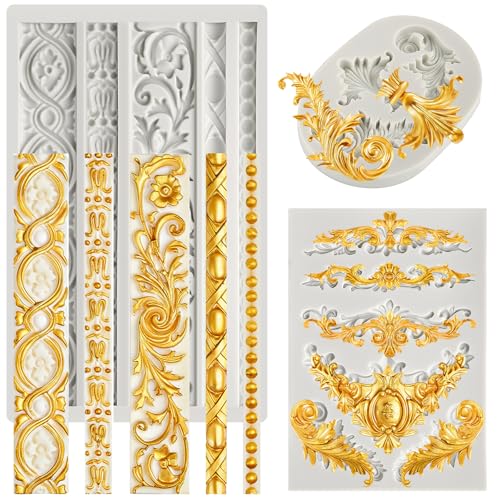 JOERSH Baroque Silicone Fondant Molds, 3Pcs - style: Baroque