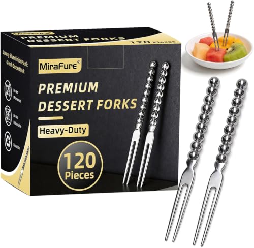 Mini Appetizer Forks, 120 Count, 4.2 Inch, Silver Beaded Handle