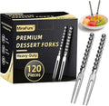 Mini Appetizer Forks, 120 Count, 4.2 Inch, Silver Beaded Handle