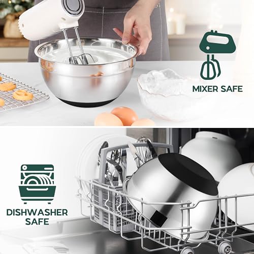 Onader Mixing Bowls with Lids Set of 6 for Kitchen, Stainless Steel Metal Nesting Bowls with Non-Slip Bottom Black - Size 1, 1.5, 2, 2.6, 3.5, 7QT - color: Black