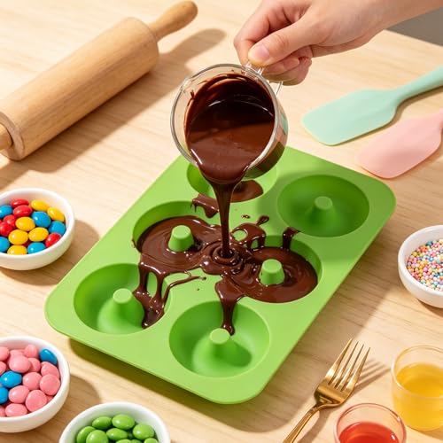 6 Cavity Doughnut Silicone Chocolate Molds Set Of 2 - color: Style G