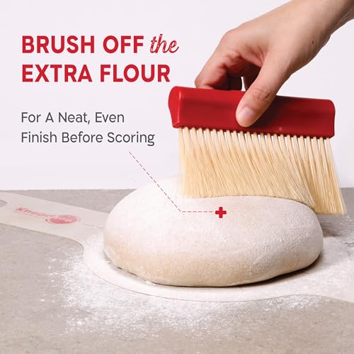 KneadAce Bench Scraper - Dough Scraper with Nesting Baker's Brush Set - color: White, Red