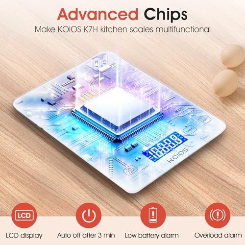 KOIOS 33lb Kitchen Scale 0.1oz Precision,Batteries & USB-C Charging(White) - color: White