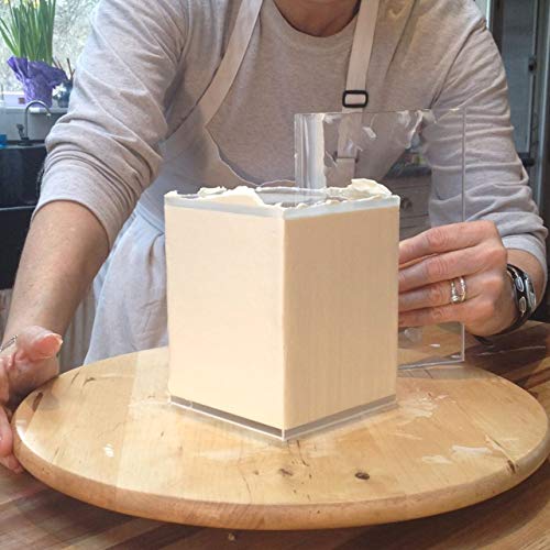 CAKESAFE 8.25 Inch Square Acrylic Disk Set – 2-8.25” Clear ¼” Acrylic Buttercream Disks – Perfect Tool to Smooth the Frosting on Your Cakes, Disk Size and Perimeter Border Engraved on all Disks - size: 8.25" Disk