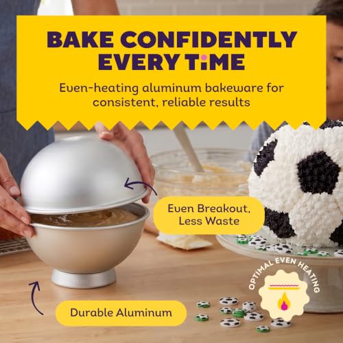 Wilton Aluminum 3D Sports Ball Cake Pan Set, Made Without PFAS - size: Each, style: Sports Ball
