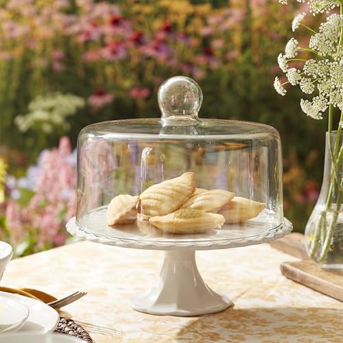Lenox French Perle White Stoneware Cake Stand with Dome