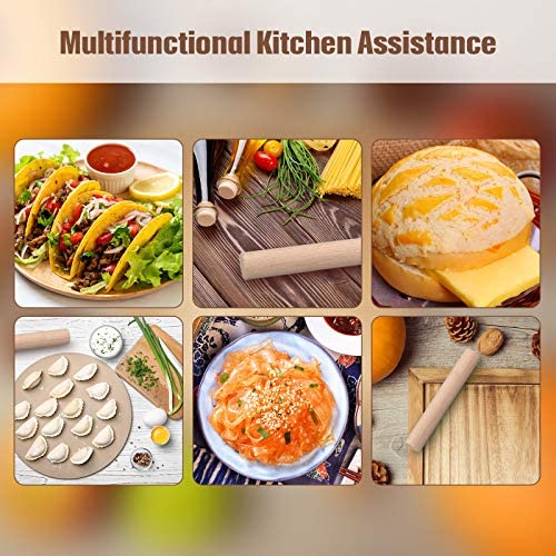 Patelai 3 Pieces Small Rolling Pin Wood Mini Dumpling Dough Roller, 6.3 in
