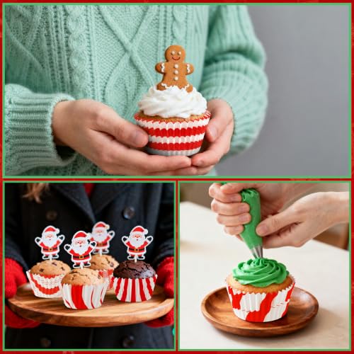 SANNIX 450 Pcs Christmas Cupcake Liners Red and White Xmas Baking Cups Set - style: Christmas Candy Cane