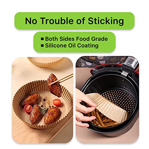 Air Fryer Liners Round, 100PCS for 2 to 5 Qt Air Fryer Disposable Paper Liner, 6.3 inch Unbleached Non-stick Oil-proof Parchment Paper - size: Round 6.3 IN