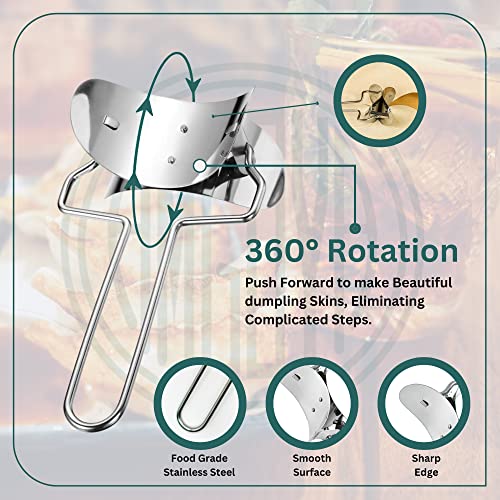 Dumpling Maker Set 7 Piece – Stainless Steel Dumpling Press Kit with Dough Cutter Rings, Empanada Mold & Filling Spoon – DIY Dumpling Maker Tool Set for Gyoza, Pierogi, Ravioli