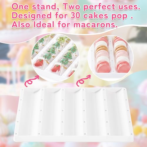 VIVIRBIEN White Cake Pop Stand, 30 Holes Lollipop Display Holder Kit - color: White