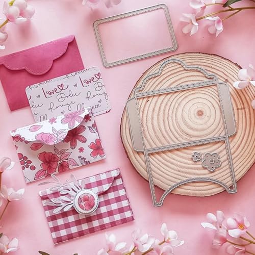Mvchifay Cutting Dies Metal Stencils Scrapbooking Tool DIY Craft Carbon Steel Embossing Template for Paper Card Making (Envelope-9.8x13.2cm) - color: Slimline Card with Envelope-22.2x10.4cm