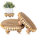 HouseJoy 2pcs Wood Risers for Display, Round Stand for Distressed Decor