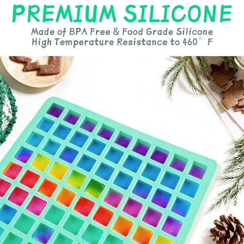 2Pack Square Silicone Candy Molds,126- Cavity Non-Stick Mini Gummy Mold for Caramel,Hard Candy,Ice Cube,Chocolate,Ganache - size: 126-Cavity 2Pack