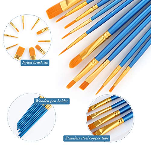 AROIC 200 Pcs Paint Brushes, Nylon Hair Brush Set for Oil and Watercolor - size: 200pcs-blue