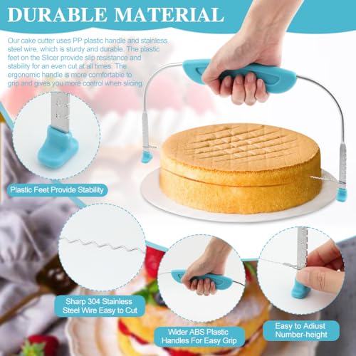 Cake Leveler & Slicer, Adjustable Cake Cutter Slicer Leveler - color: Blue