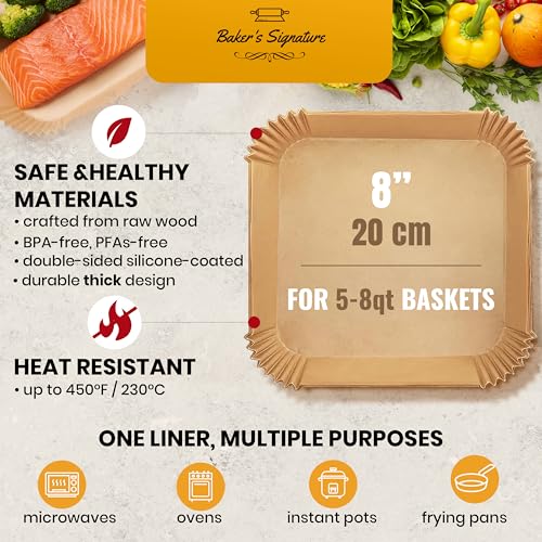 Air Fryer Liners Disposable 600 Pcs, 8" Square Non-Stick Parchment Sheets - color: 8" Square, size: 600 pcs
