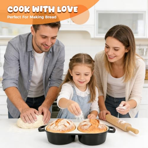 Mini Double Dutch Oven for Sourdough Bread Baking, 2.6QT (Black) - color: Black