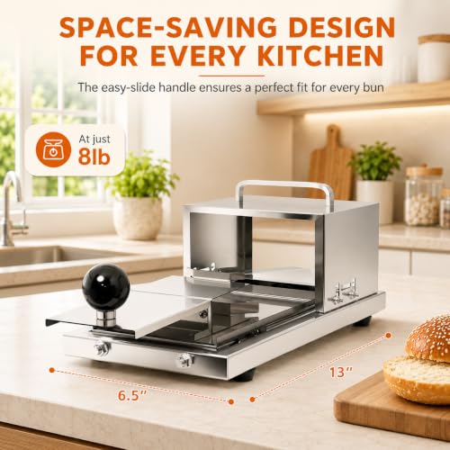 Manual Bagel Slicer,Adjustable Thickness Hamburger Bagel Cutter Slicer,with 2 Stainless Steel Blade Commercial Bread Slicer Machine