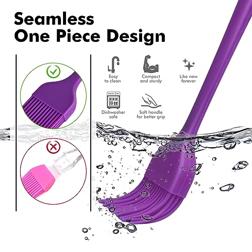 HOTEC 600°F Heat Resistant Silicone Basting &Pastry Brushes, Purple 2 - color: Purple