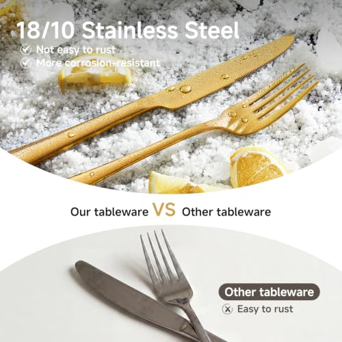 KINGSTONE Forks 12 Piece Gold Dinner Forks Set, 18/10 Stainless Steel - color: Gold, size: 12-Piece