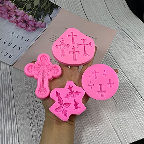 4 Pcs Small Cross Chocolate Mold Cake Candy Clay Baking Decor Supply Tool