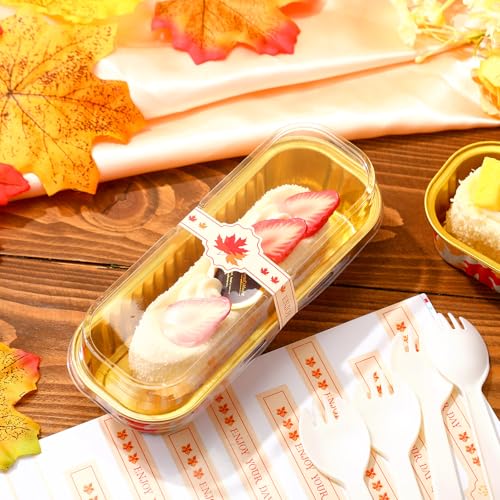 Tioncy 100 Pcs Mini Loaf Pans with Lids Spoons, Maple - style: Maple