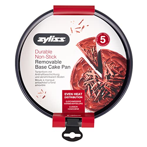 Zyliss E980195 Non-Stick Loose Base Round Sandwich Tin | 20cm/8in | Carbon Steel | Dark Blue | Cake Tin/Baking Tin/Bakeware/Cake Mould | Dishwasher Safe | 5 Year Guarantee - style: Sandwich Tin
