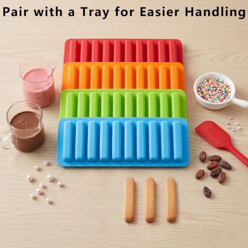 10 Cavity Long Stick Silicone Candy Chocolate Molds Set Of 4